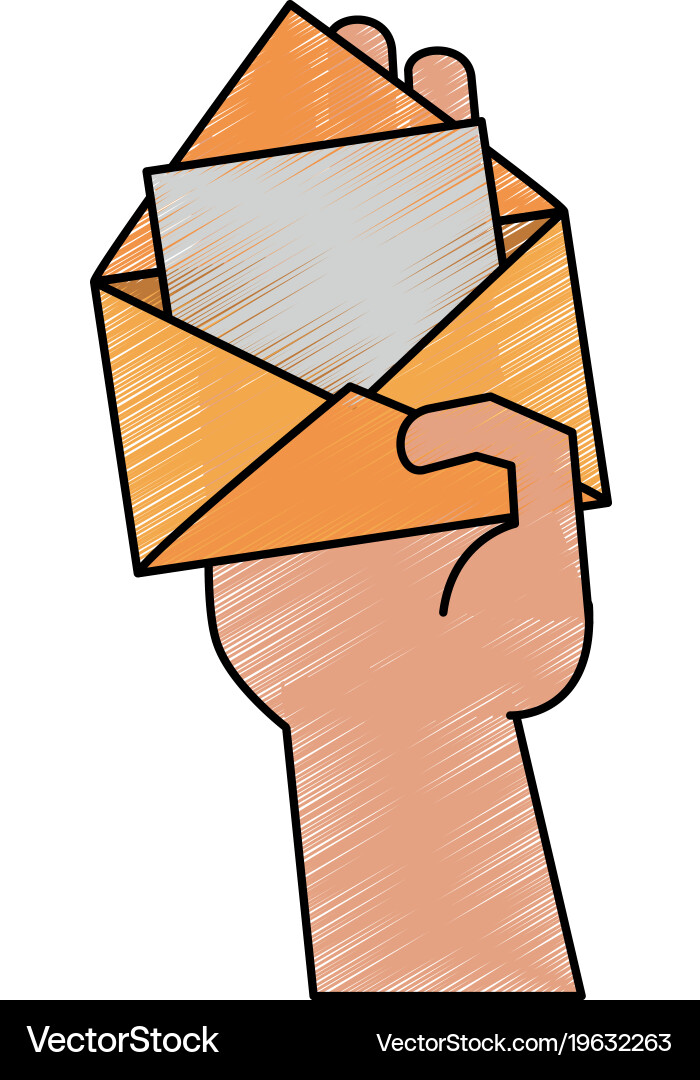 Hand with mail open Vector Image
