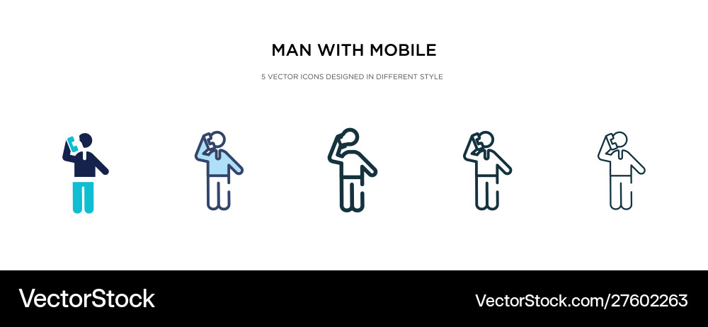 Man with mobile phone icon in different style Man with mobile phone icon in different style vector image