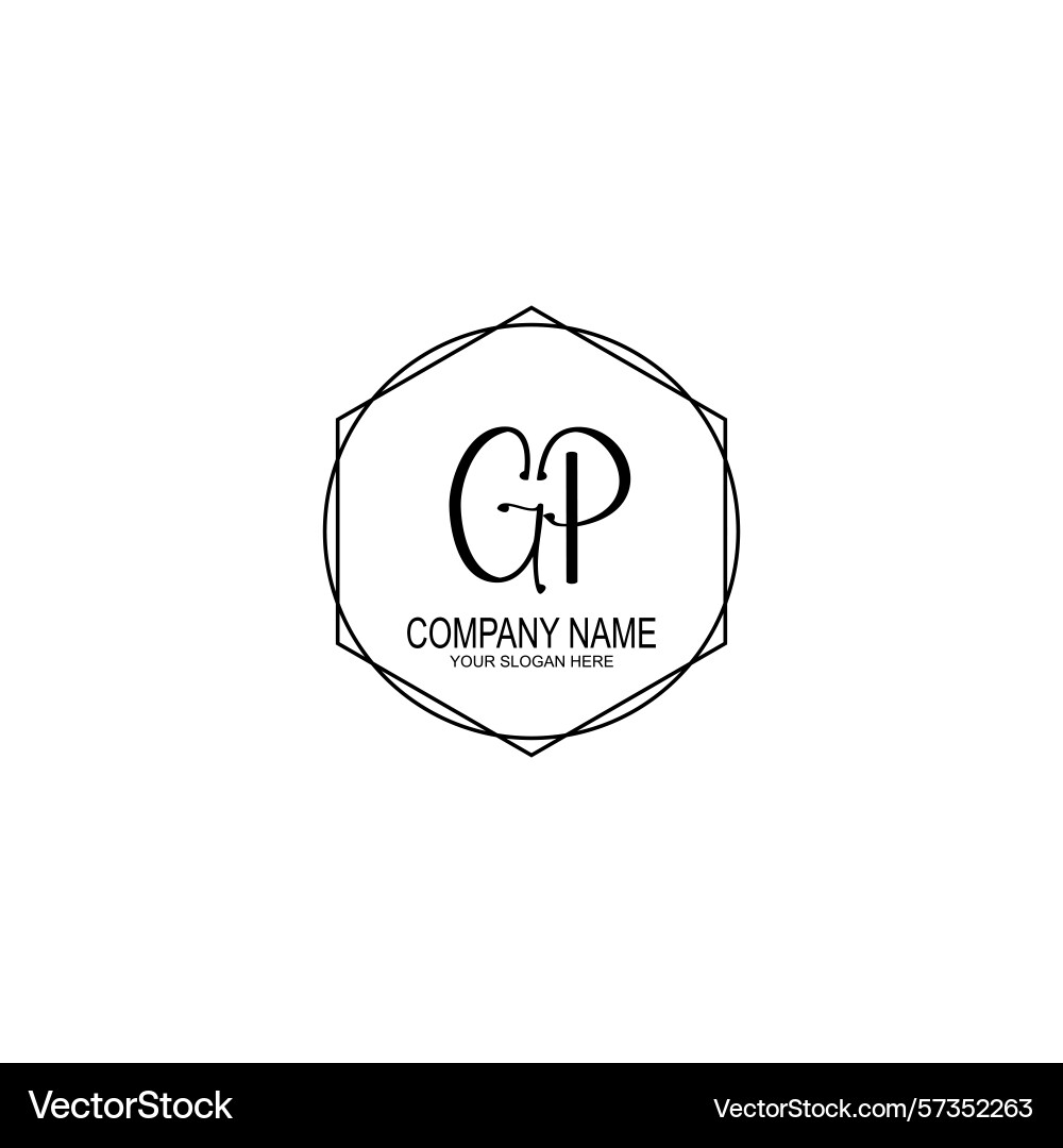 Minimalist handwritten gp initial logos with soft Vector Image