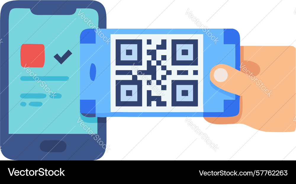 Mobile qr code scan success digital verification vector image