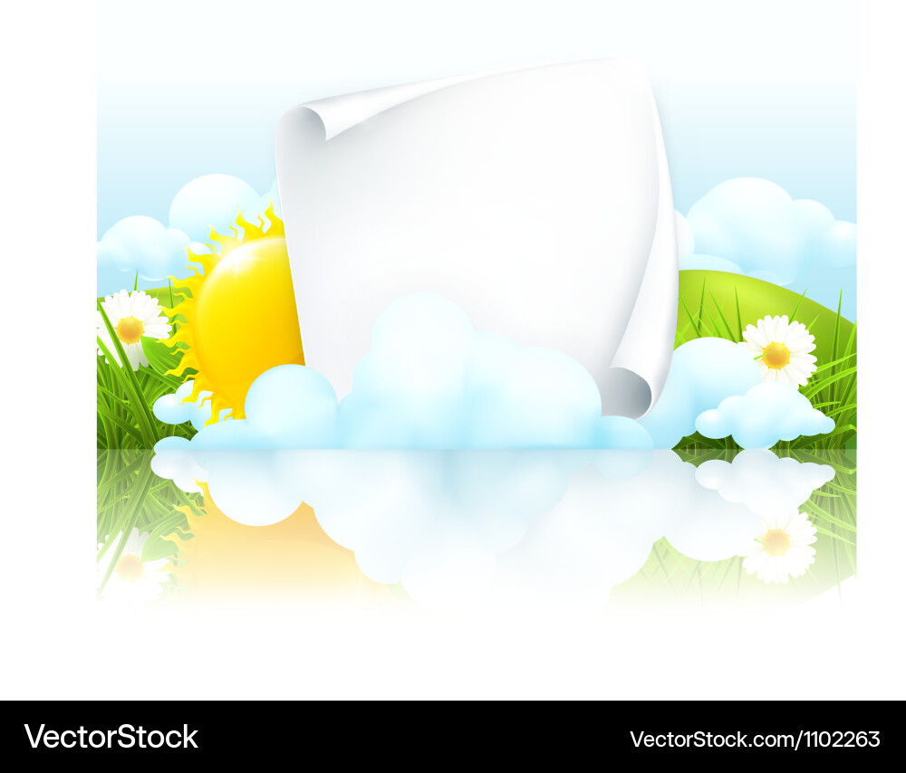 Paper frame in clouds vector image