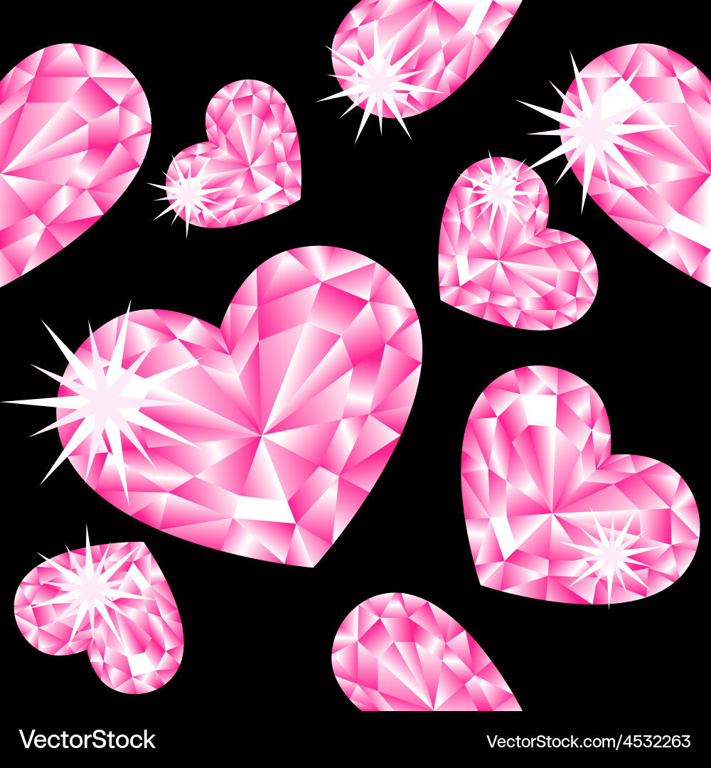 Ruby Heart Seamless Pattern vector image
