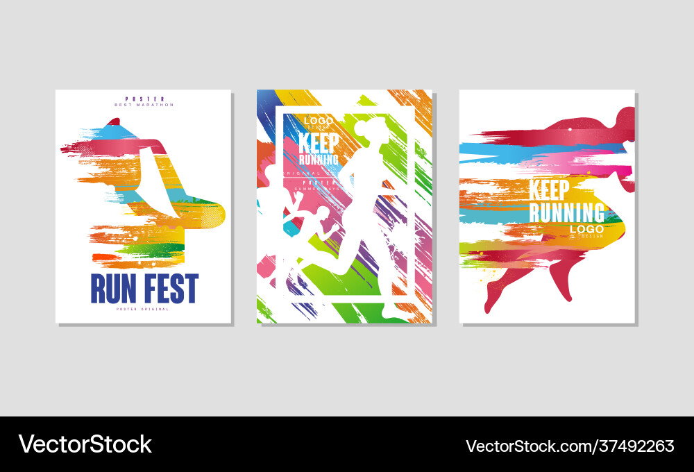 Run fest poster for marathon and running Run fest poster for marathon and running vector image