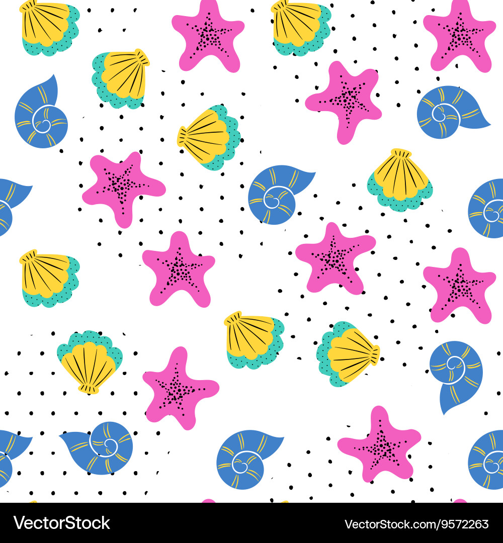 Seashell Summer Pattern vector image