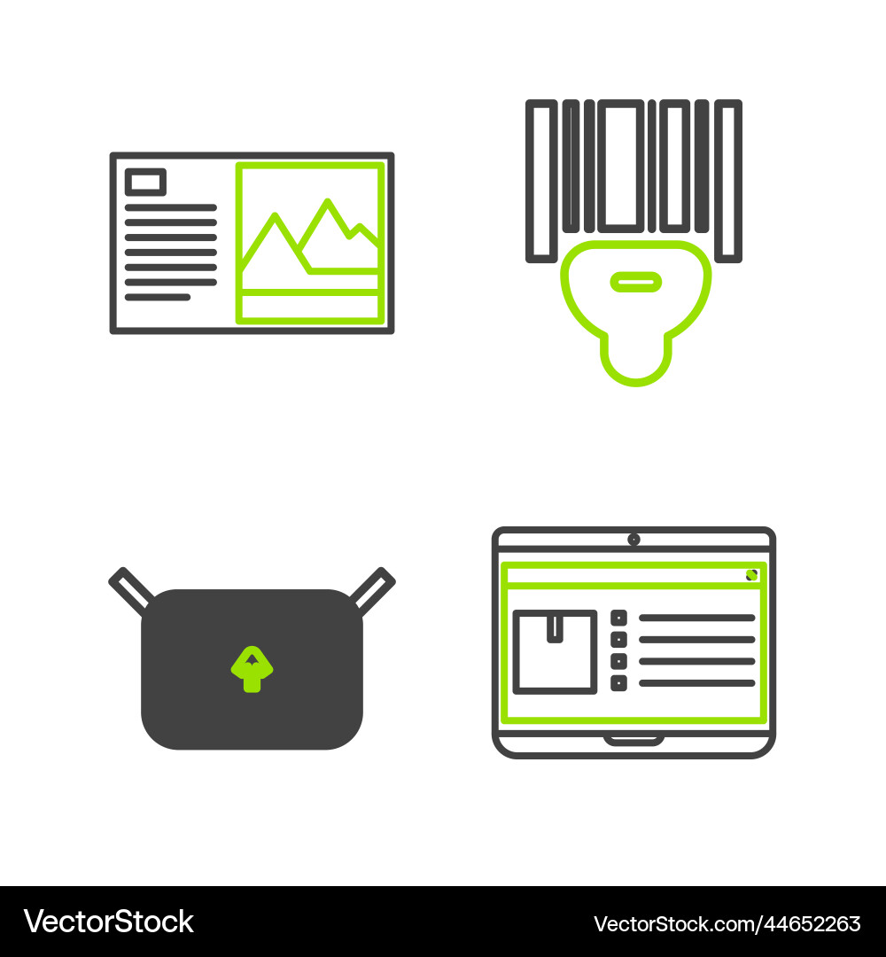 Set line laptop with app delivery tracking Set line laptop with app delivery tracking vector image