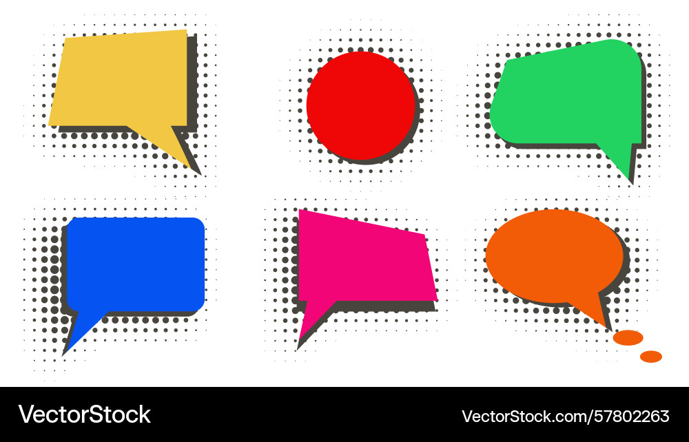 Set of colorful speech bubbles with halftone Vector Image