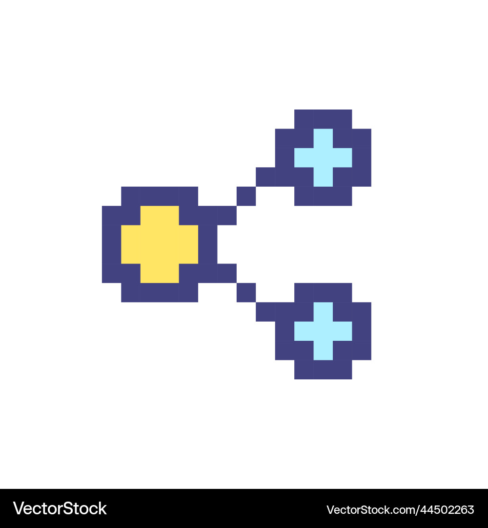 Sharing button with dots pixelated rgb color ui Sharing button with dots pixelated rgb color ui vector image
