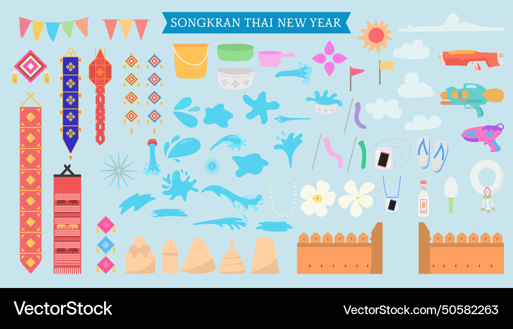 Songkarn thai new year element Songkarn thai new year element vector image