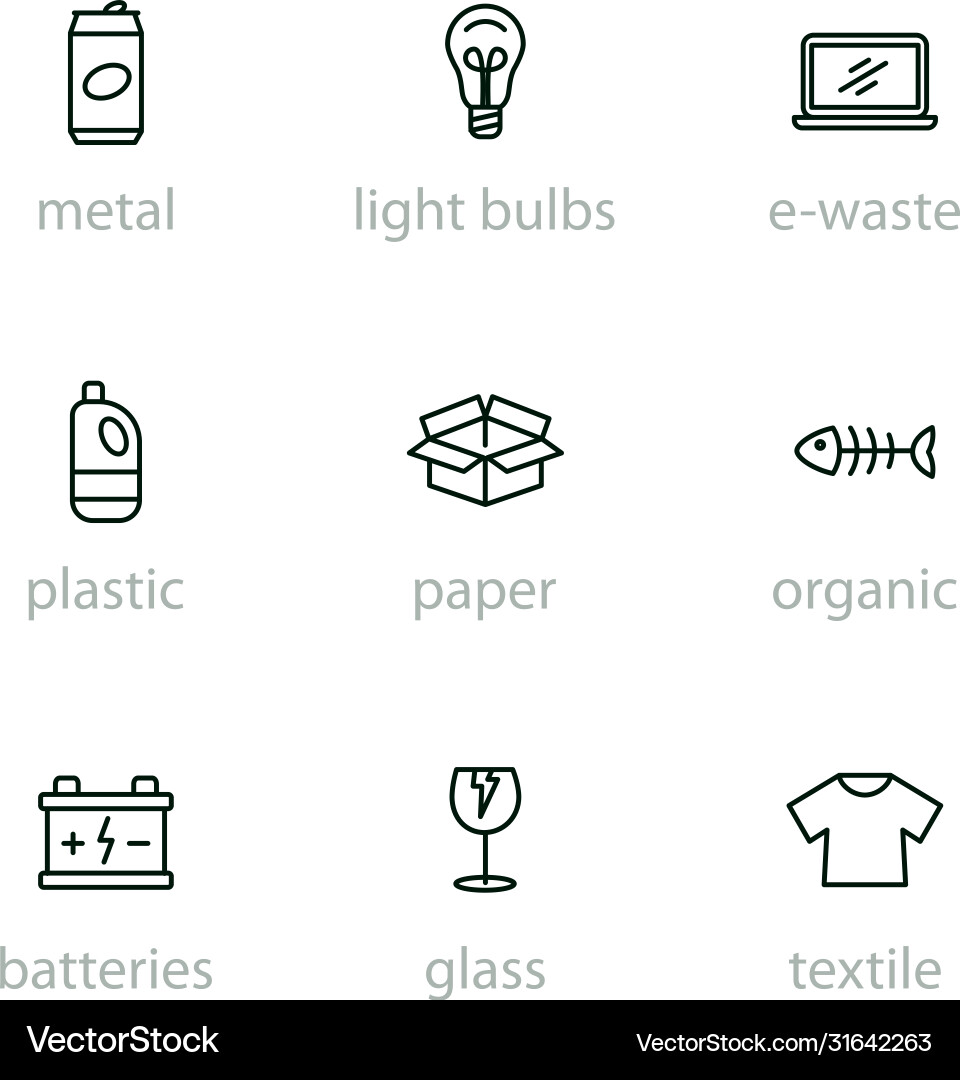 Sorting garbage icon set Sorting garbage icon set vector image