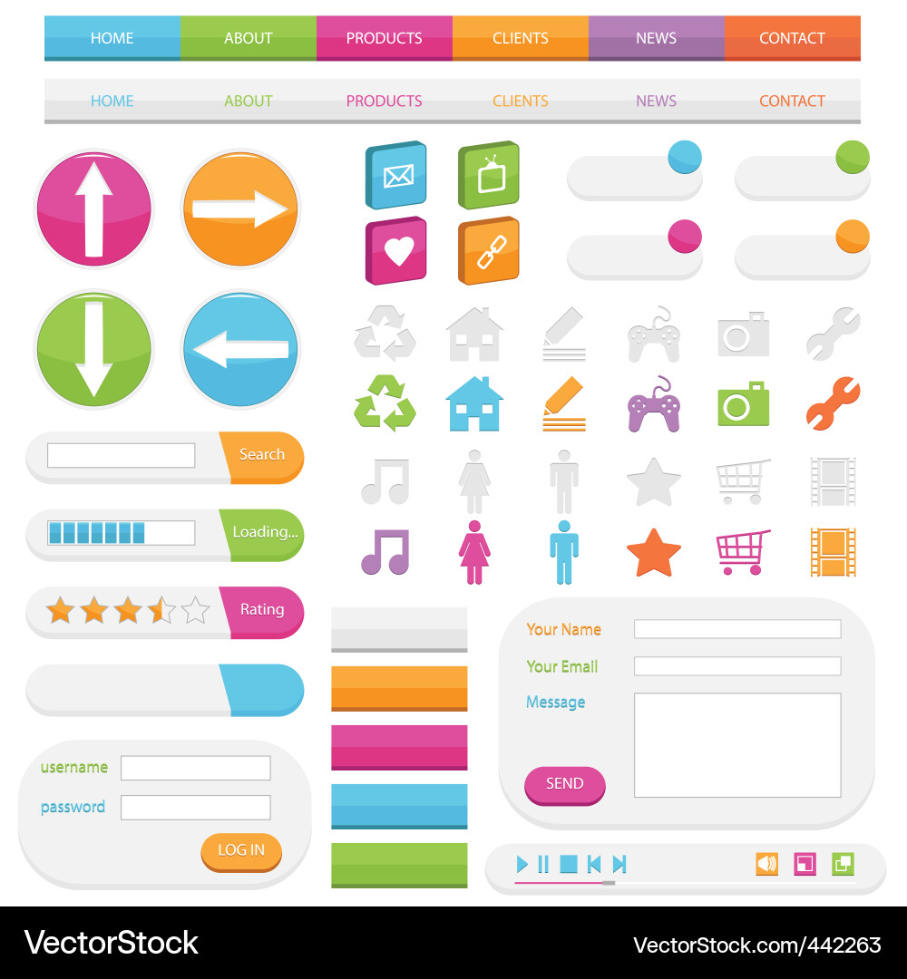 Web Interface Elemente Vektorbild