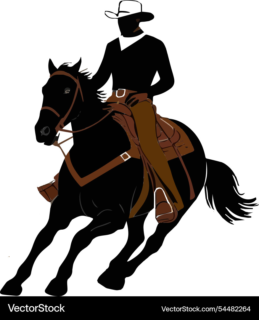 A cowboy horse riding flat style design Royalty Free Vector