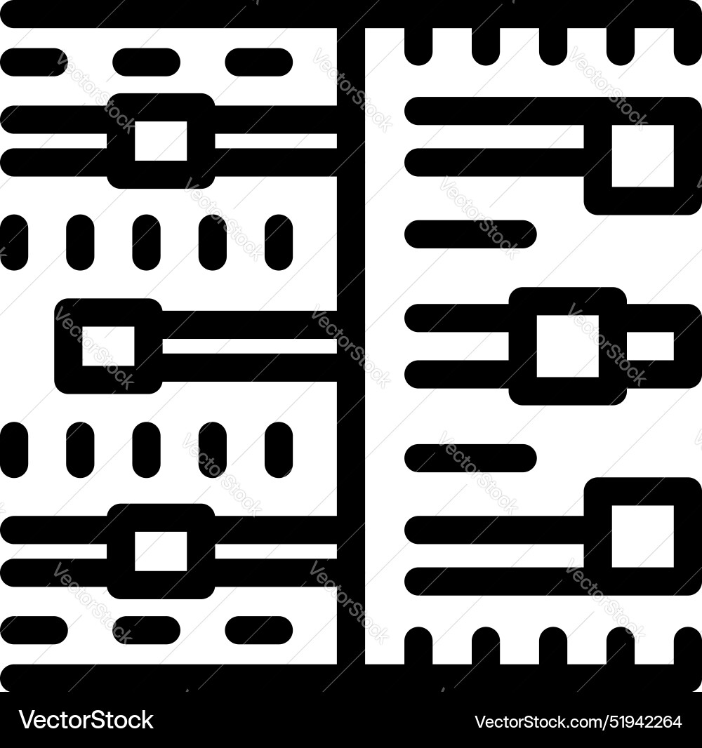 Audio mixing console panel showing adjusting knobs vector image