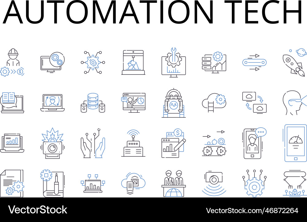 Automation tech line icons collection digital Automation tech line icons collection digital vector image