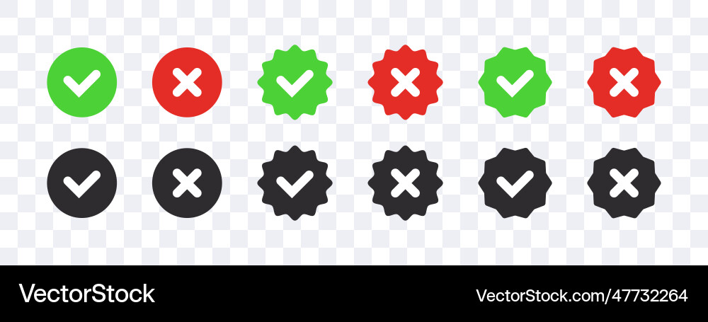Checkmark buttons approval badges on transparent Vector Image