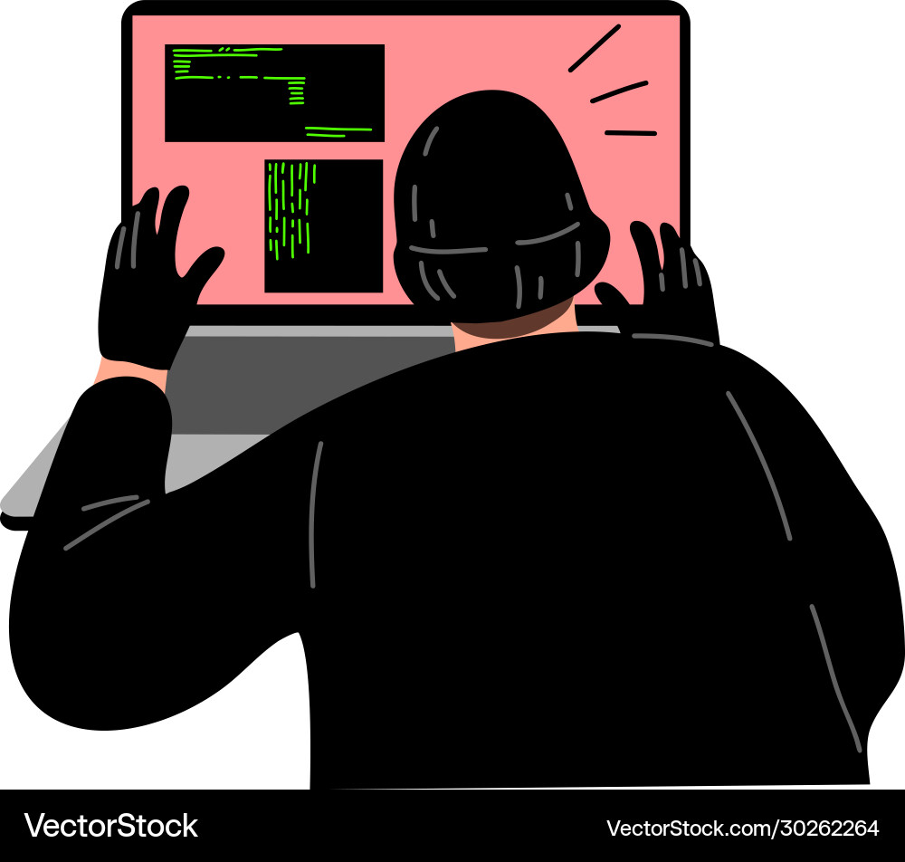 Cyber hacker thief stealing secret user Cyber hacker thief stealing secret user vector image