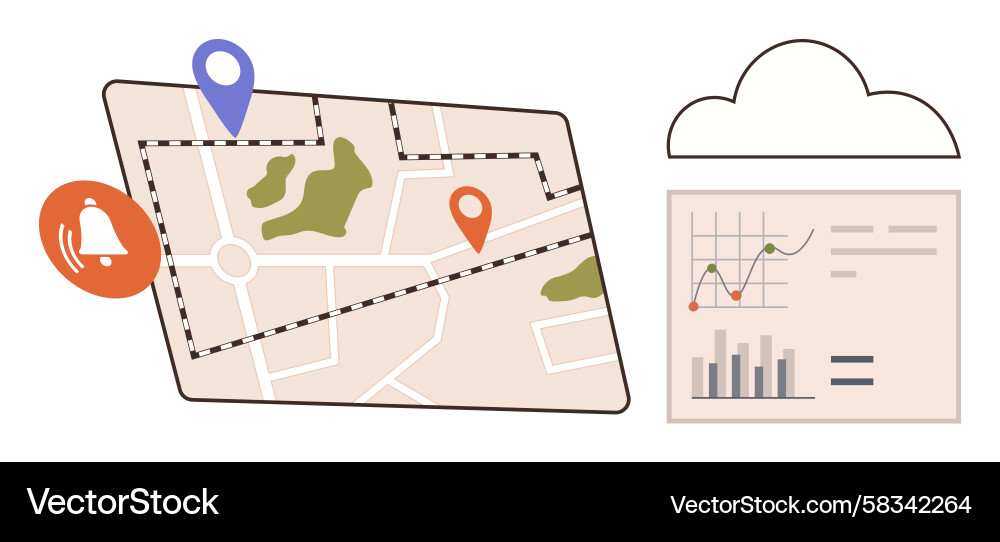 Data Navigation Map with Analytics Vector Image