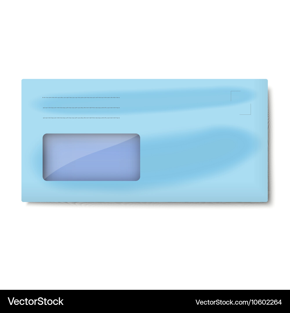 Dl light blue envelope with window for address vector image