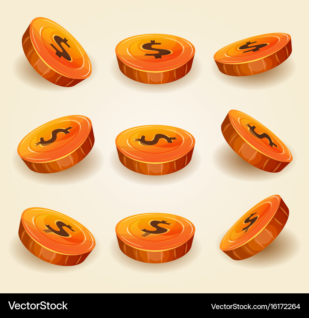 Dollar coins set for game ui Vector Image