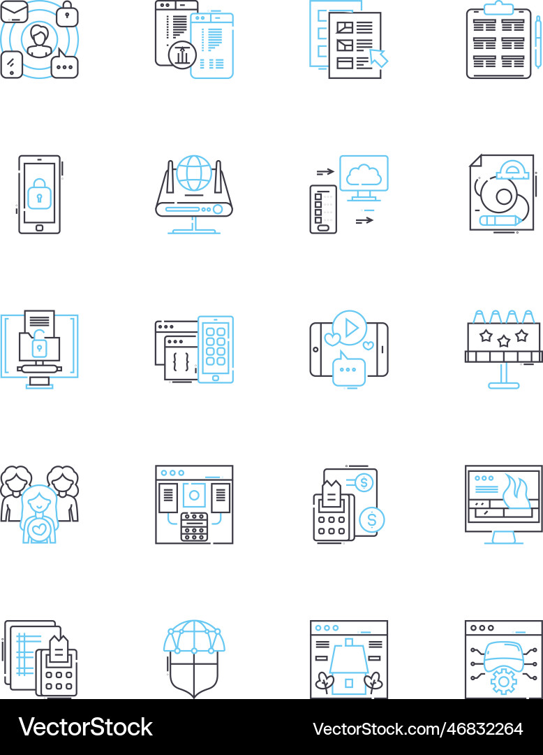 Email design linear icons set typography layout Email design linear icons set typography layout Vector Image