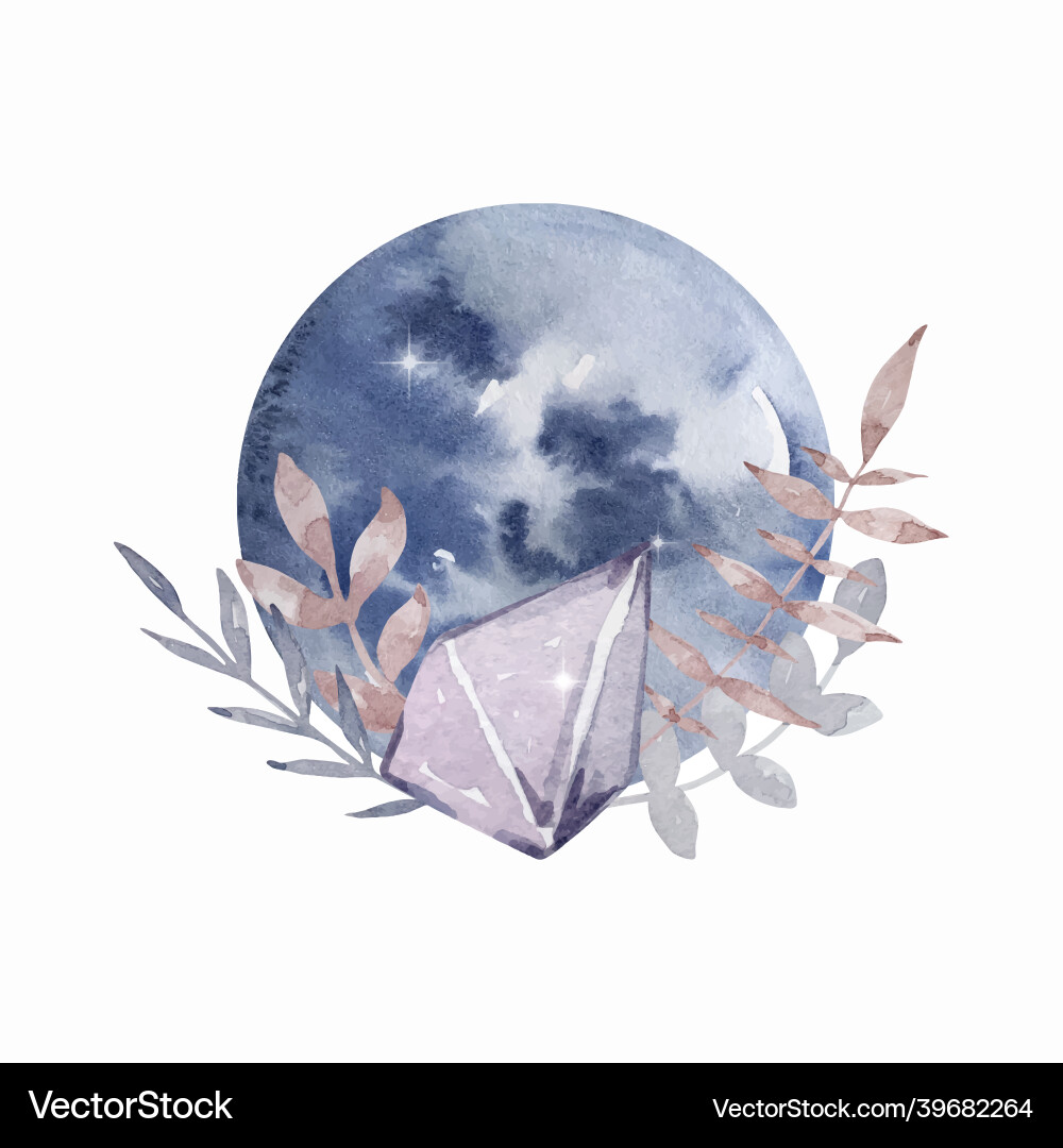 Full moon and gem stones Royalty Free Vector Image