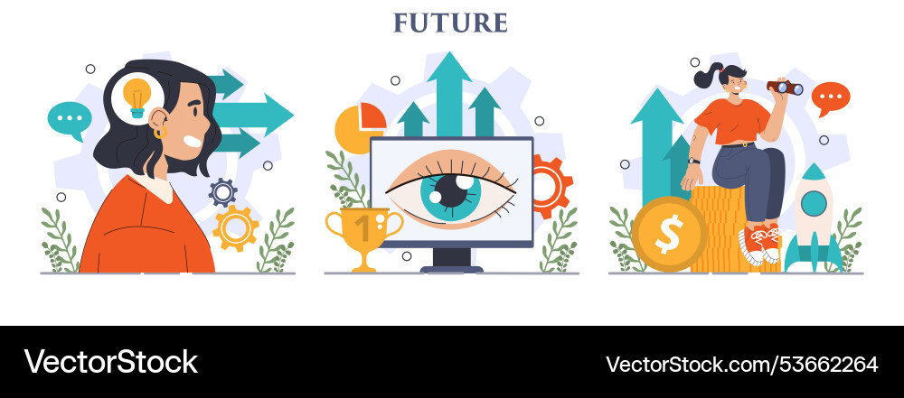 Future concept set character searching Future concept set character searching vector image