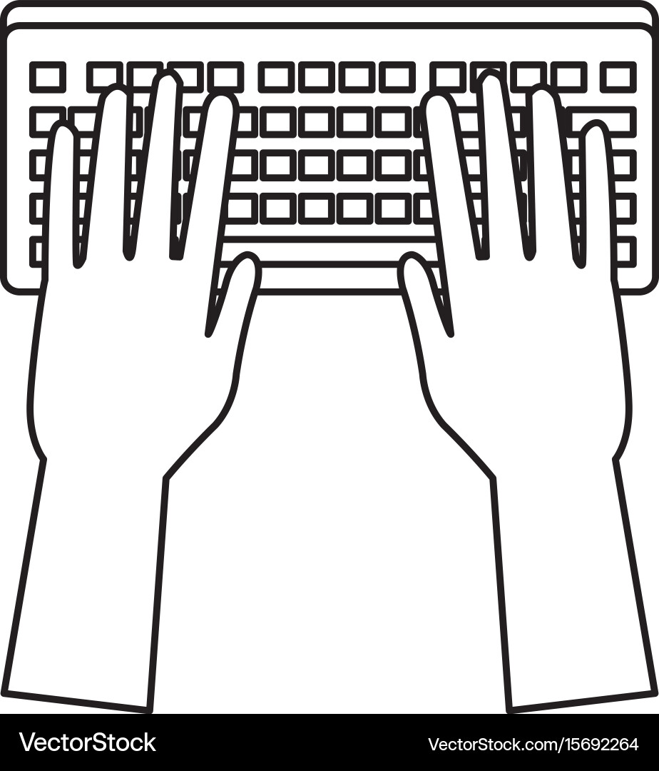 Hands in Tastatur-System-Gerät arbeiten vektorbild