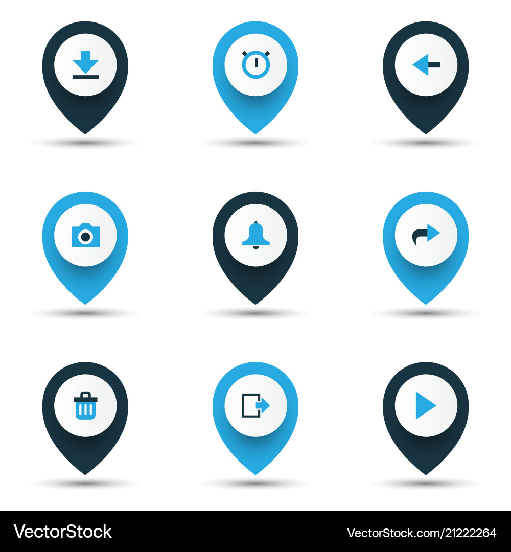 Interface icons colored set with exit stopwatch Interface icons colored set with exit stopwatch vector image