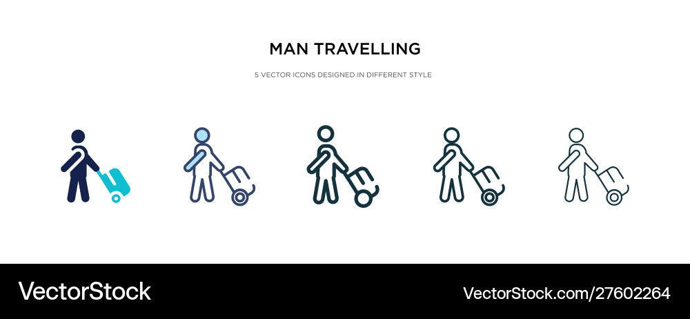 Man travelling icon in different style two Vector Image