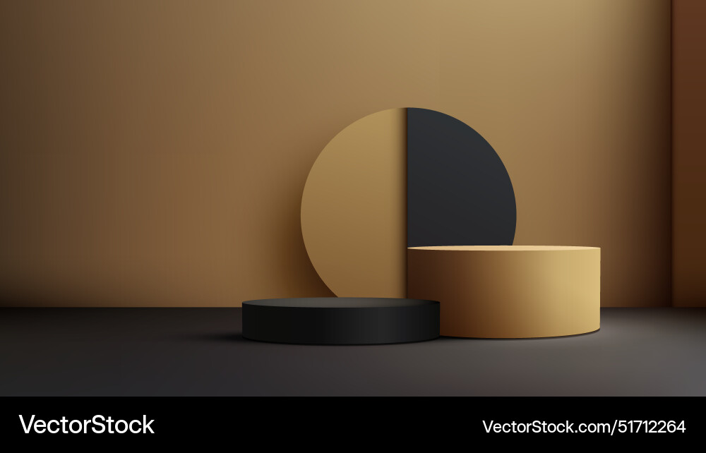 Modern 3d schwarz und gold podium mit kreis Modern 3d schwarz und gold podium mit kreis vektorbild