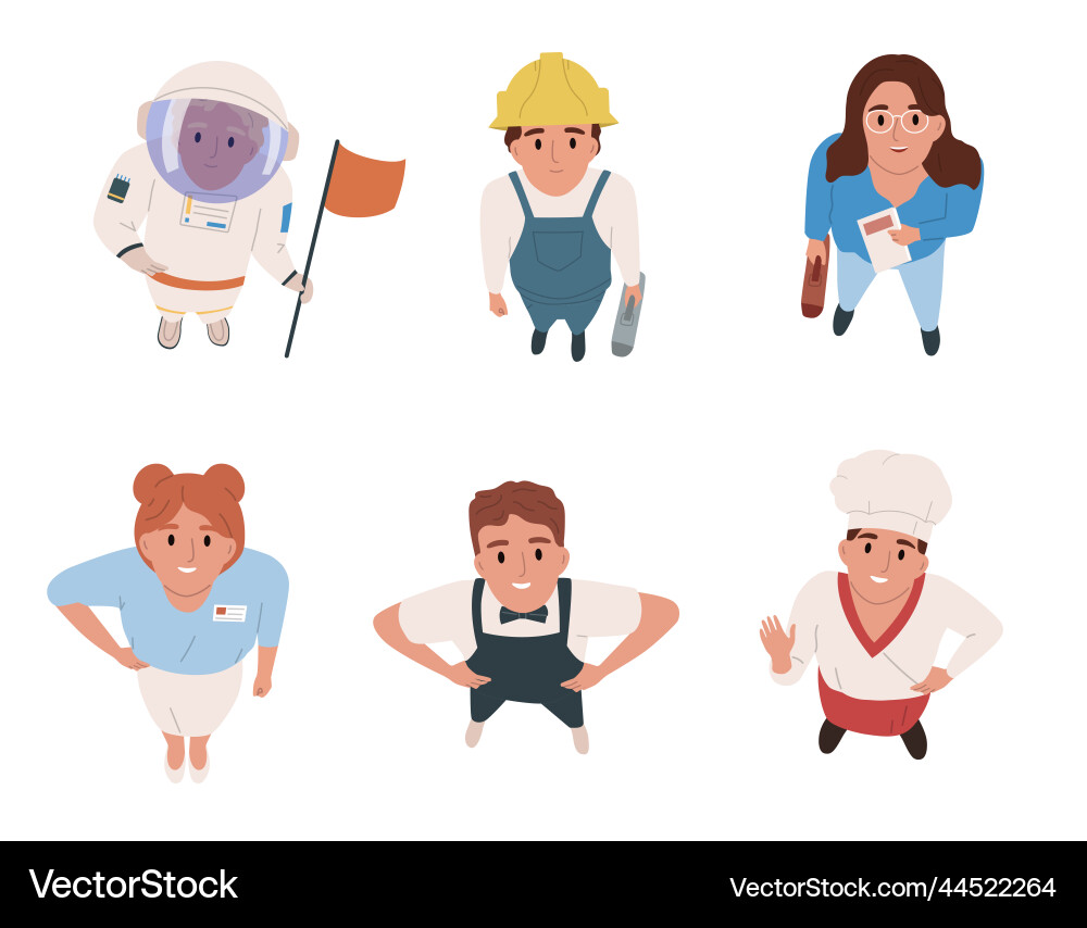 People professions top view set Royalty Free Vector Image