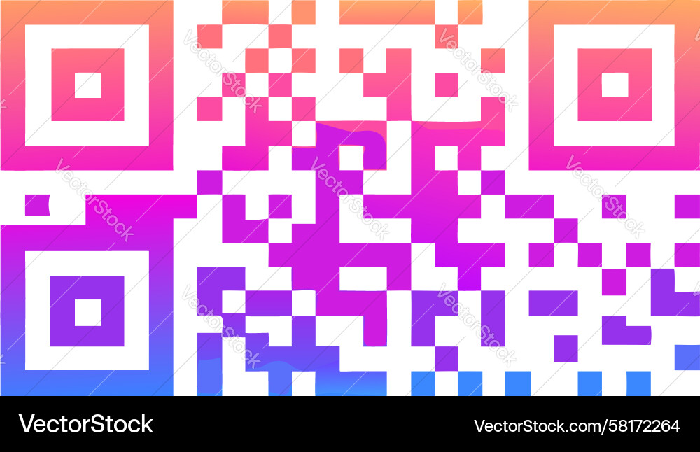 Pixelated Gradient QR Code Vector Image