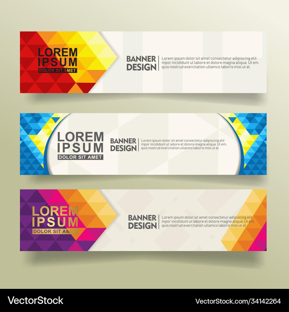 Set abstract banner template design with triangle Vector Image