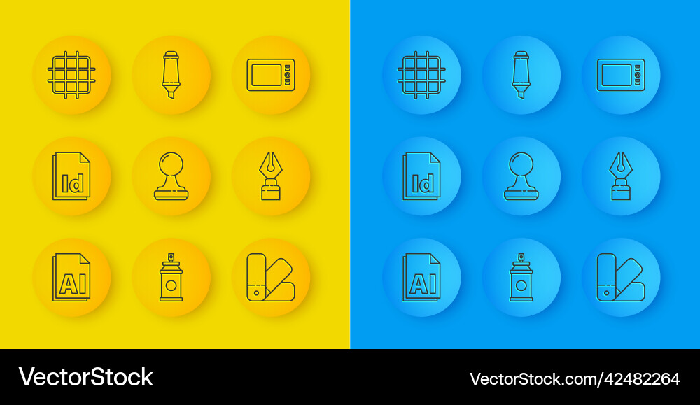 Set line ai file document id stamp color Set line ai file document id stamp color vector image