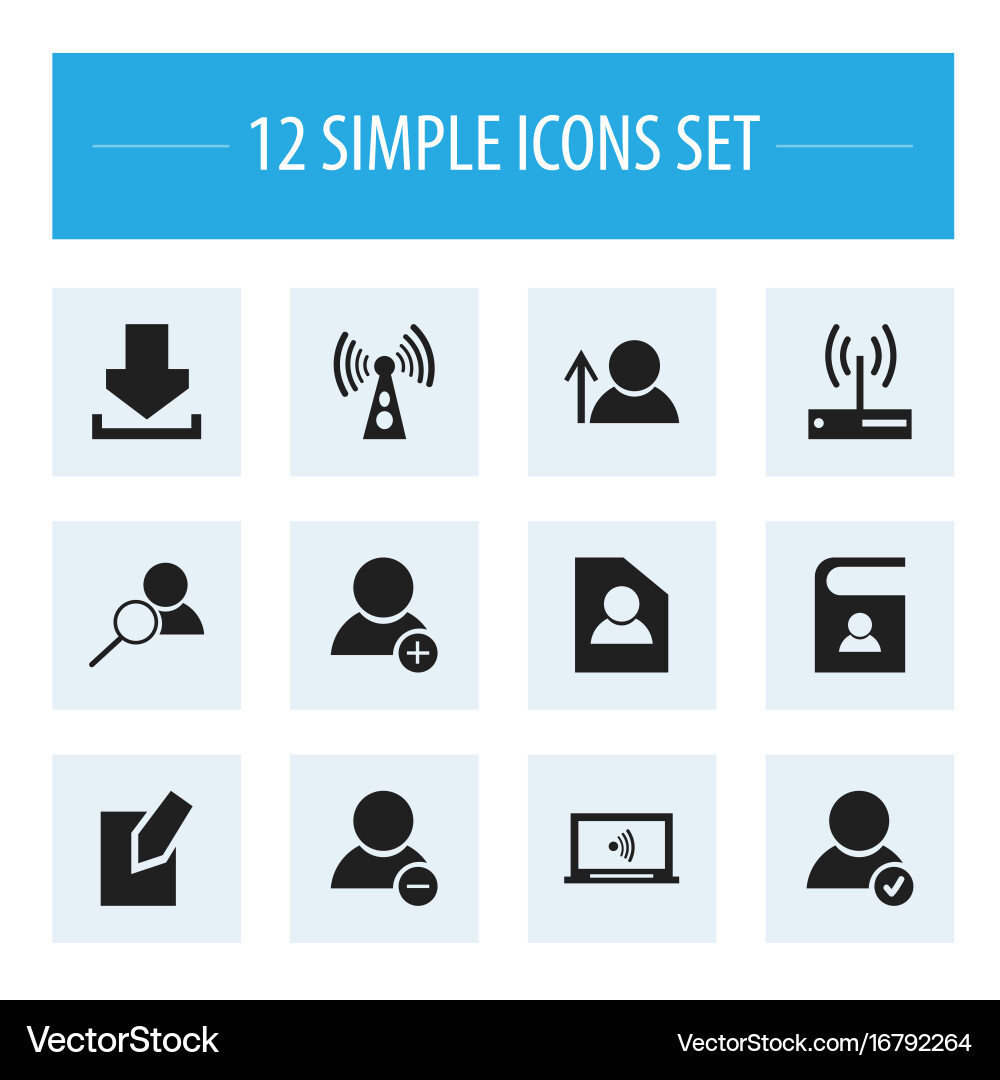 Set of 12 editable web icons includes symbols vector image