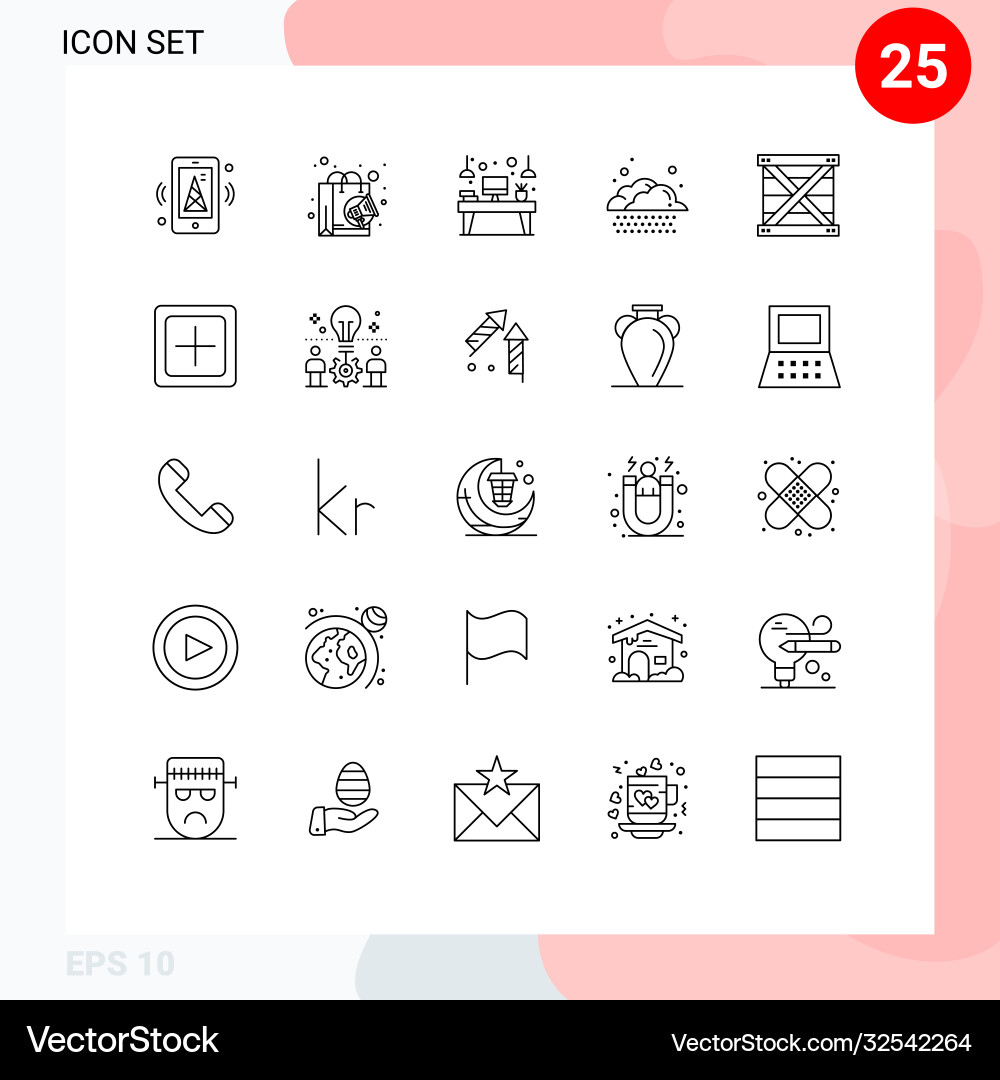 User interface pack 25 basic lines coding Vector Image