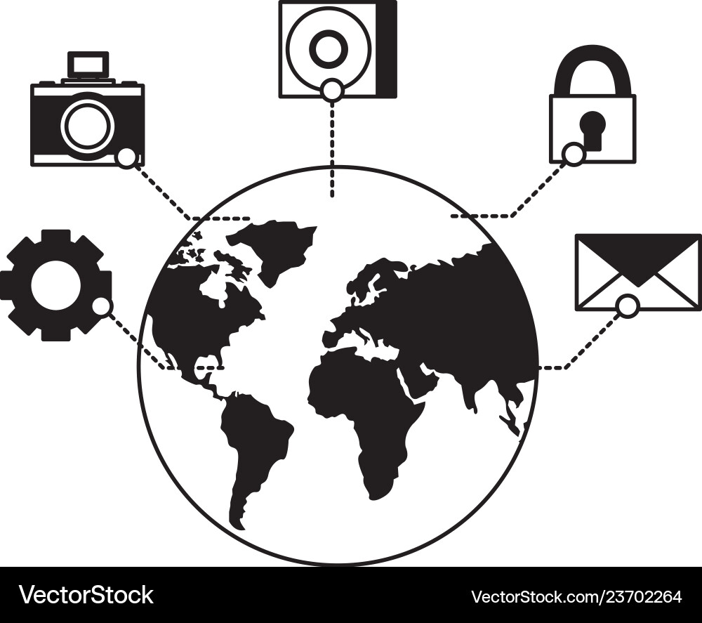 World connection email security data vector image