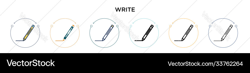 Write icon in filled thin line outline and stroke vector image