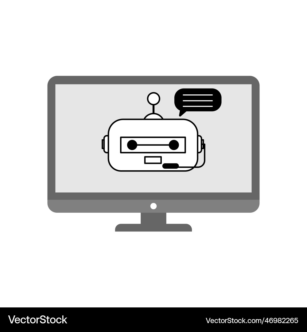 Artificial intelligence robot on computer screen Artificial intelligence robot on computer screen vector image