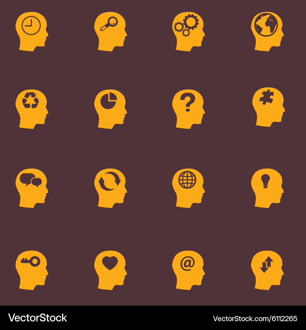 Brain Icon Set - Thinking Concepts Vector Image