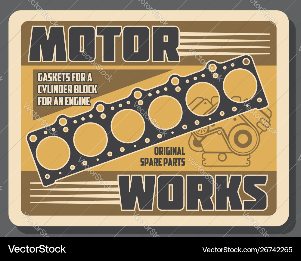 Car engine cylinder head gasket auto spare parts Car engine cylinder head gasket auto spare parts vector image