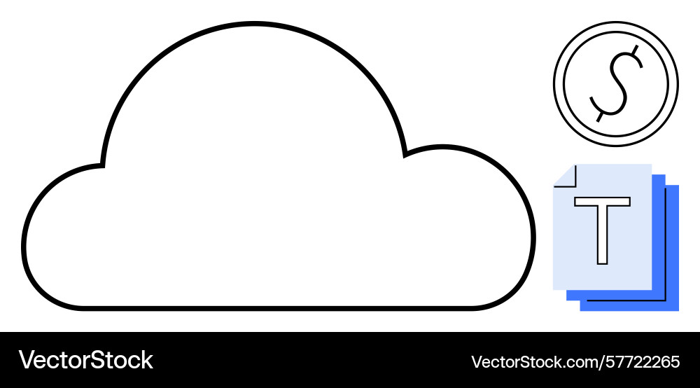 Cloud storage concept with coin symbol and file Vector Image