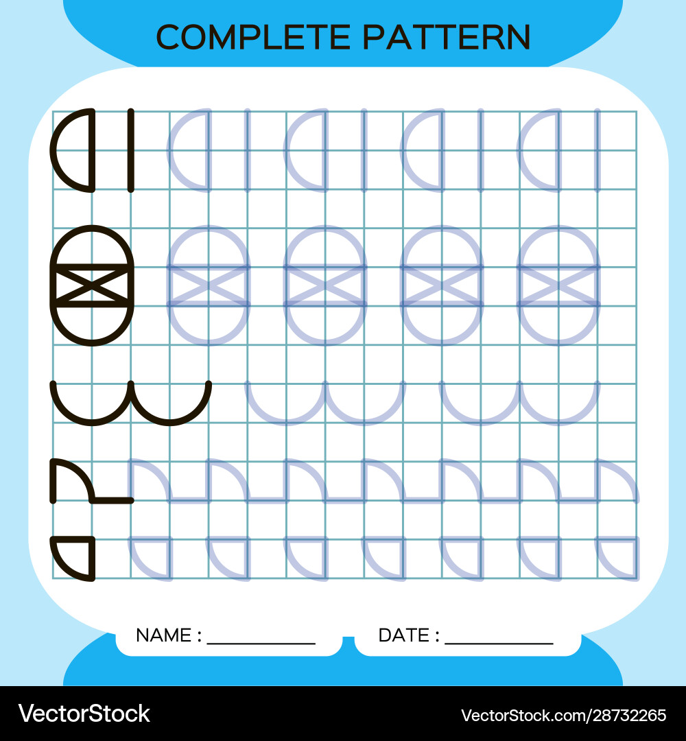 Complete pattern tracing lines activity for early Complete pattern tracing lines activity for early Vector Image