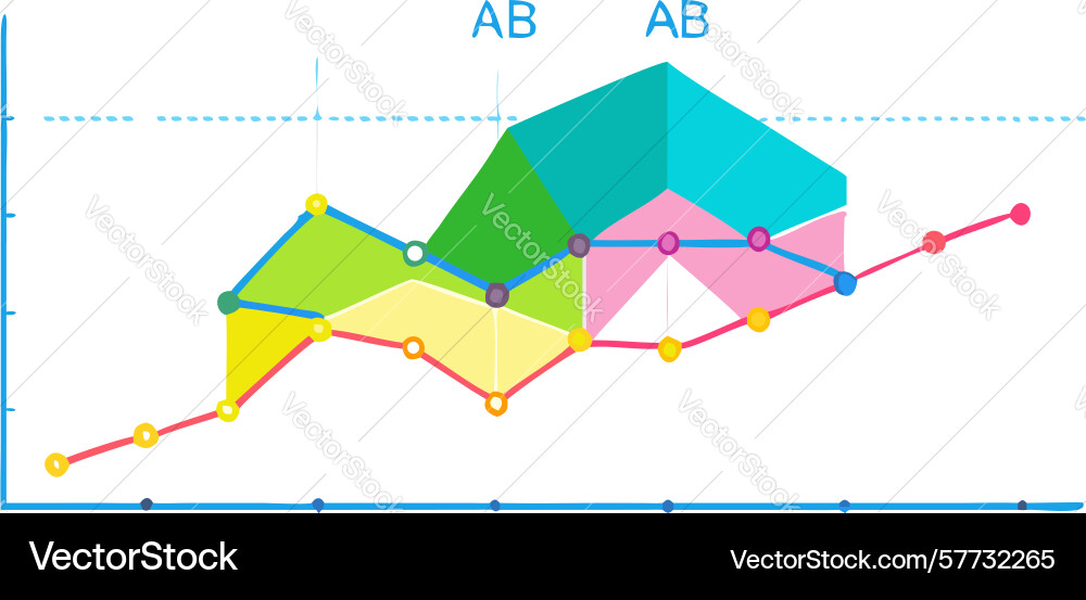 Layered area chart - data over time visualization Vector Image