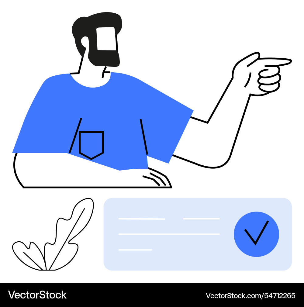 Man pointing with confidence and approval symbol Man pointing with confidence and approval symbol vector image