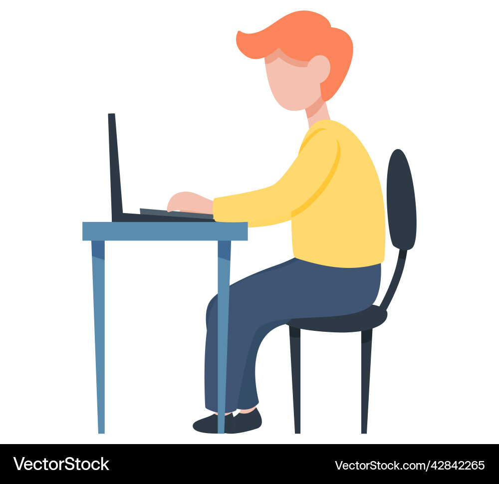 Man working at office with computer workplace Man working at office with computer workplace vector image