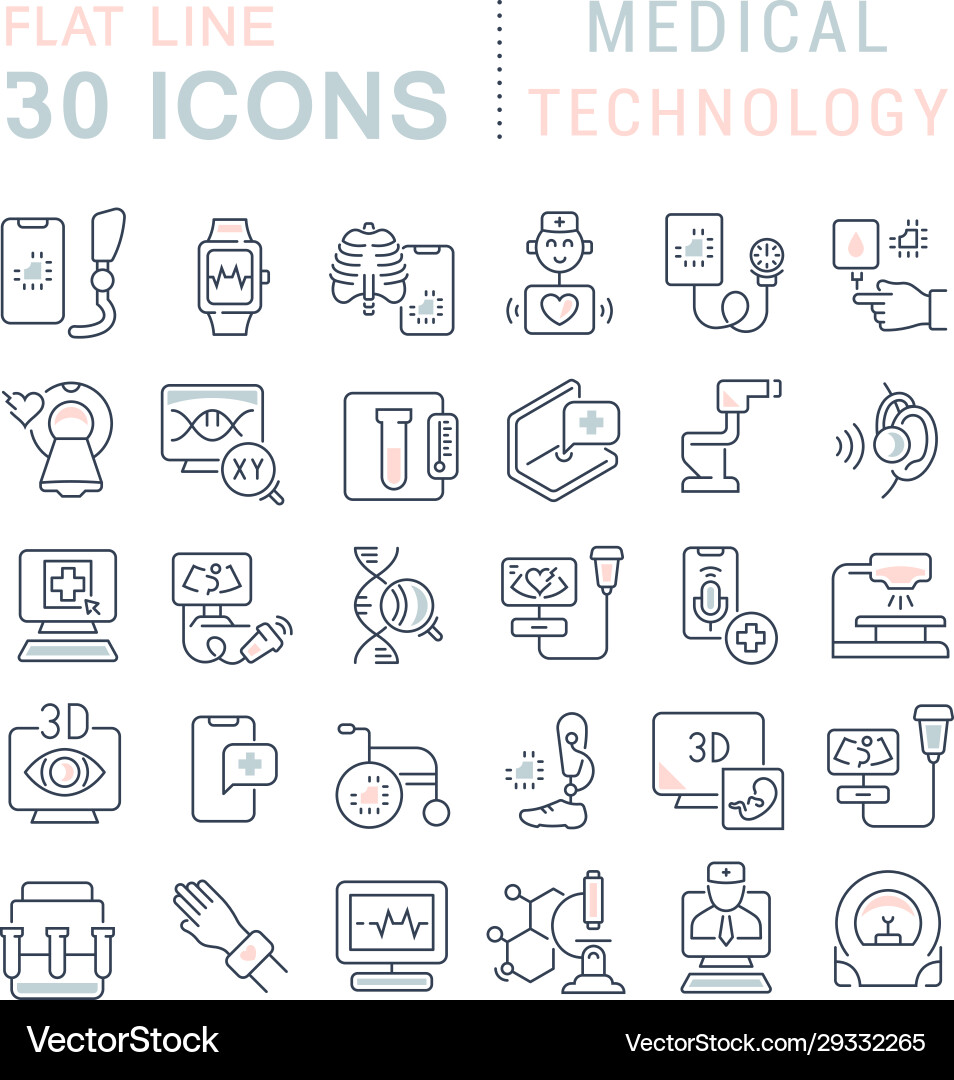 Medizintechnik Linie Icons Vektorbild