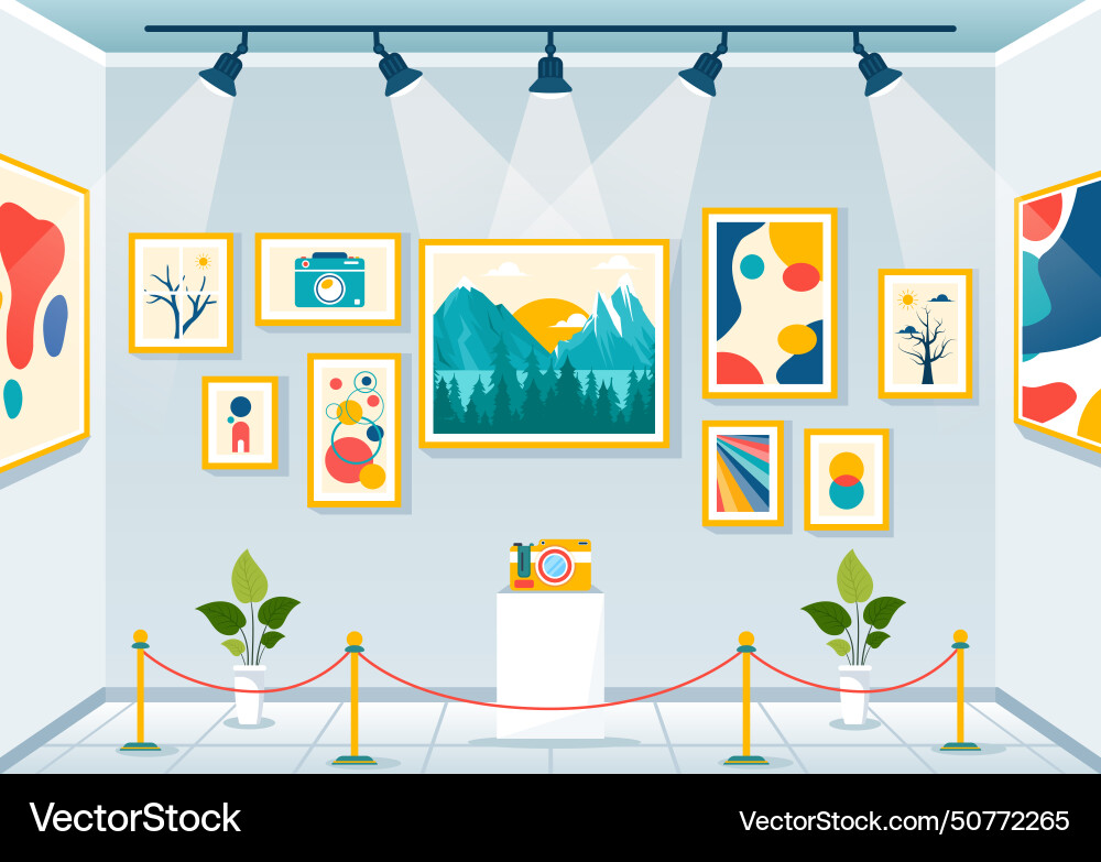 Photo gallery for museum visitors view exhibition Photo gallery for museum visitors view exhibition vector image