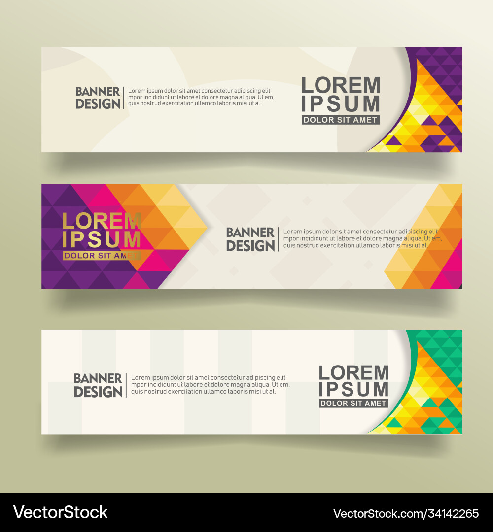 Set abstract banner template design with triangle vector image