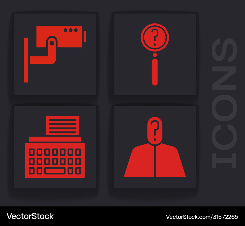 Set anonymous with question mark security camera Set anonymous with question mark security camera Vector Image