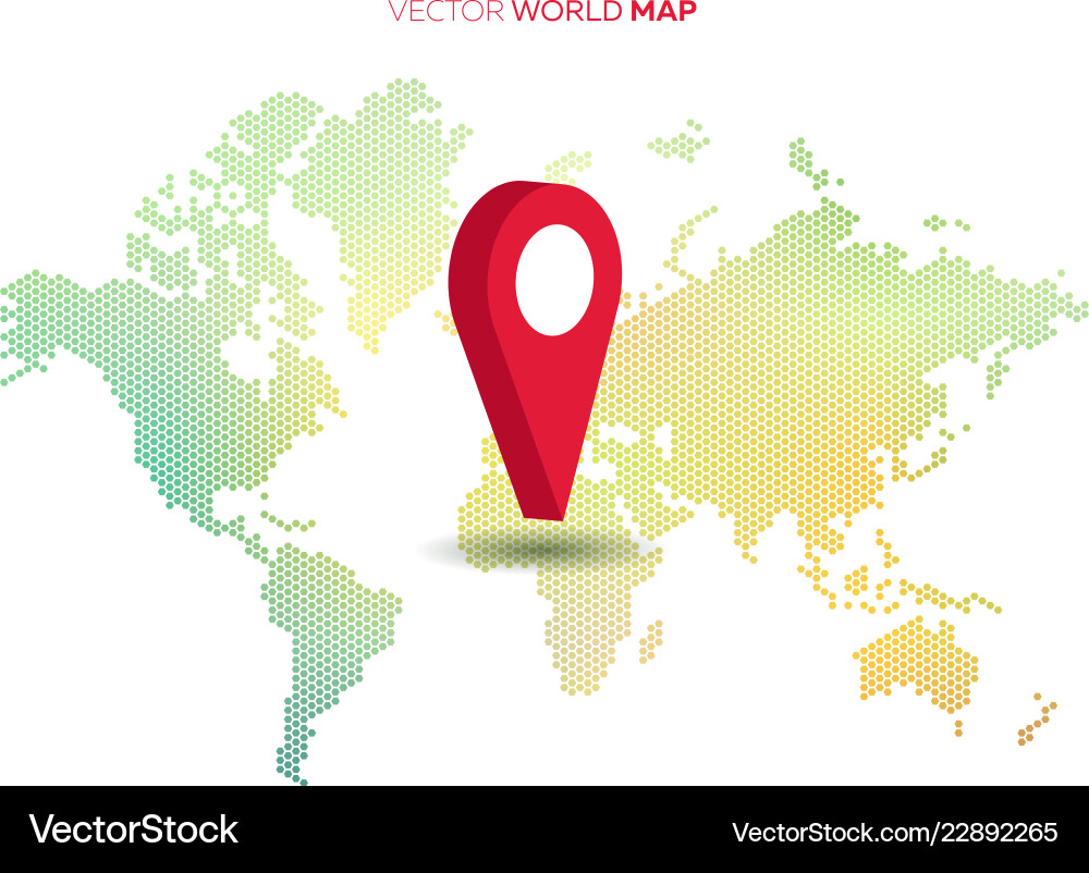 World map with big red pointer vector image